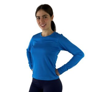 Jersey deportivo manga larga dama azul eléctrico con protección UV