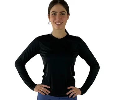 Playera deportiva manga larga mujer antibacterial color negro