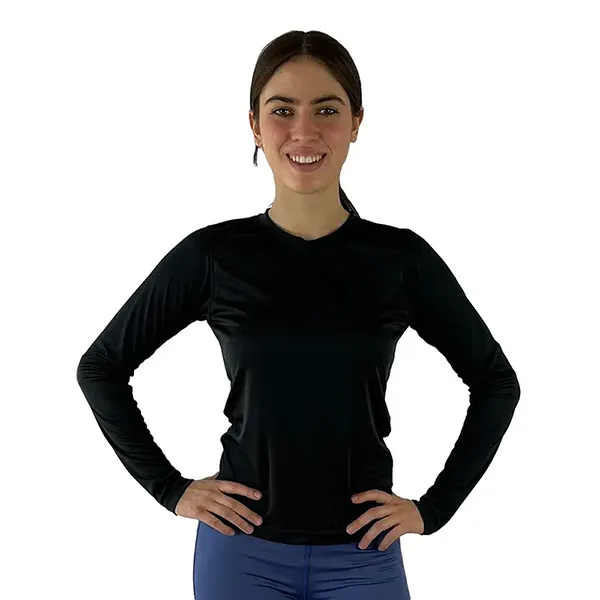 Playera deportiva manga larga mujer antibacterial color negro