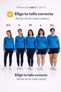 Guia visual de tallas de playera manga larga de entrenamiento
