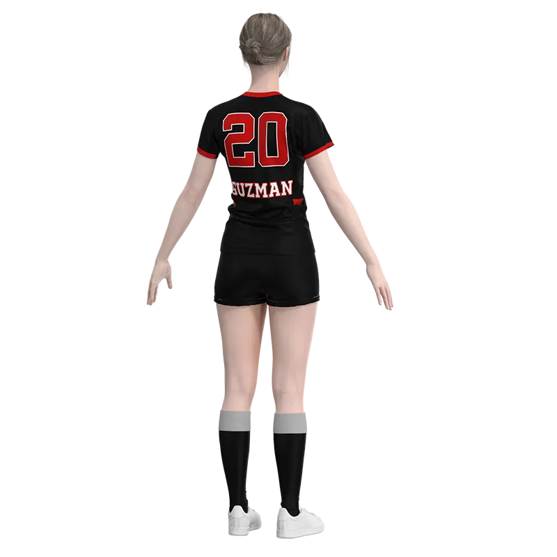 Uniforme de voleibol personalizado rojo/negro Esportag