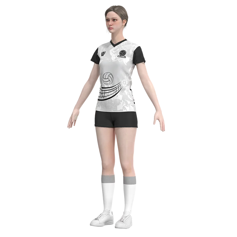 Uniforme de voleibol personalizado blanco/negro Esportag