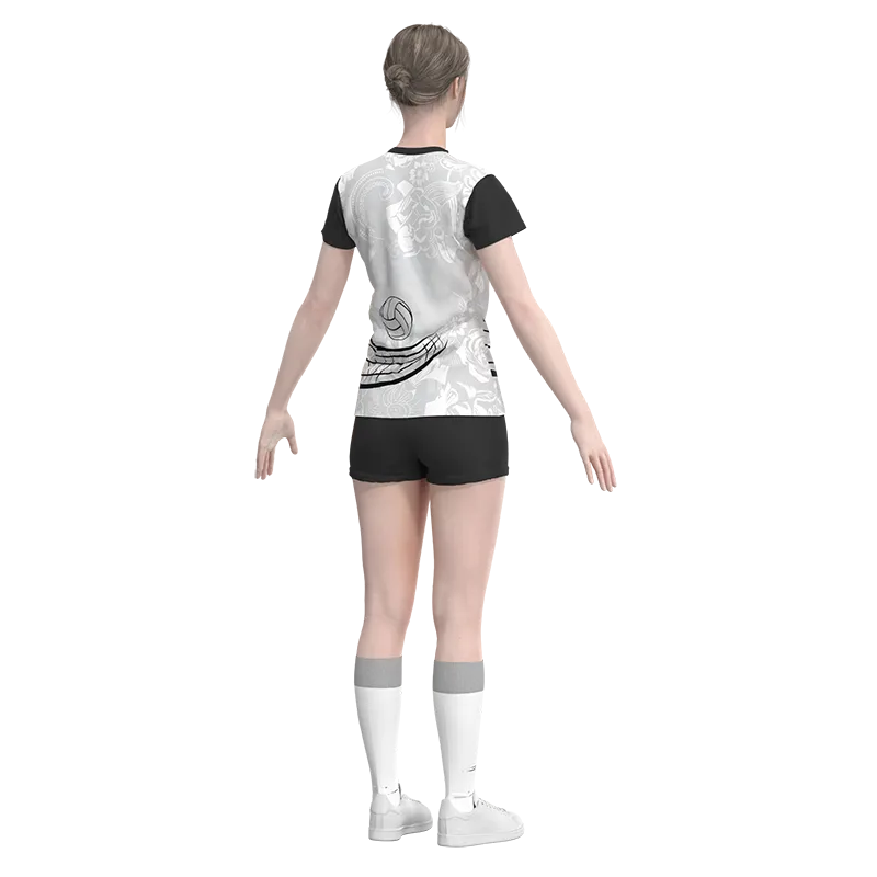 Uniforme de voleibol personalizado blanco/negro Esportag