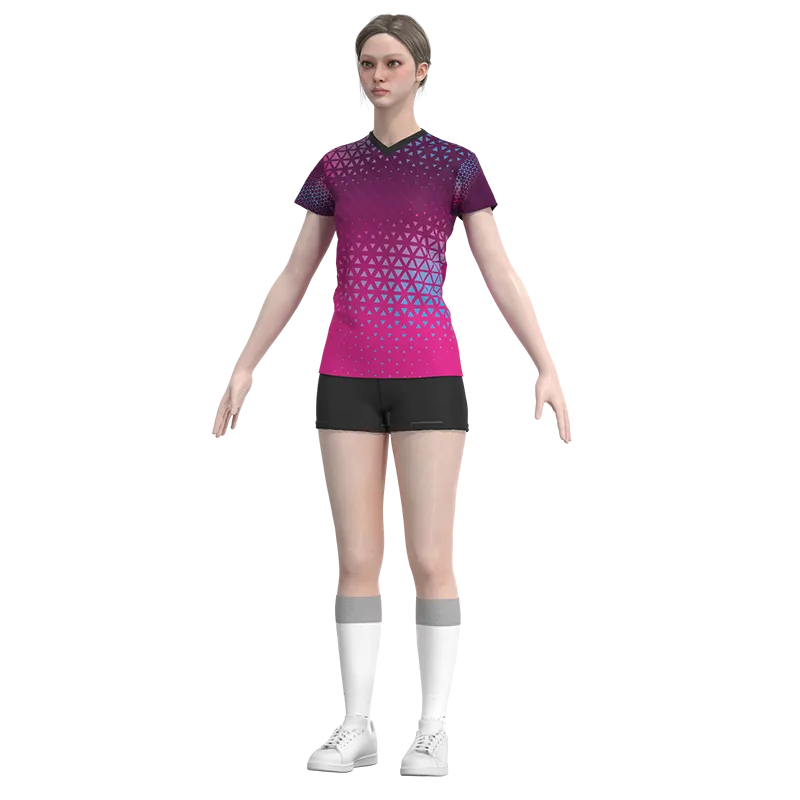 Uniforme de voleibol personalizado rosa/negro Esportag