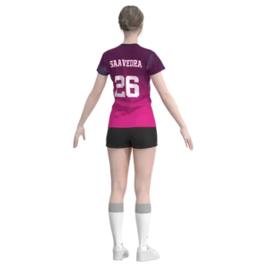 Uniforme de voleibol personalizado rosa/negro Esportag