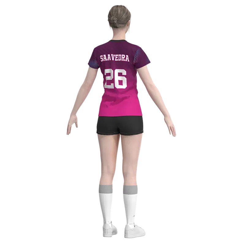Uniforme de voleibol personalizado rosa/negro Esportag