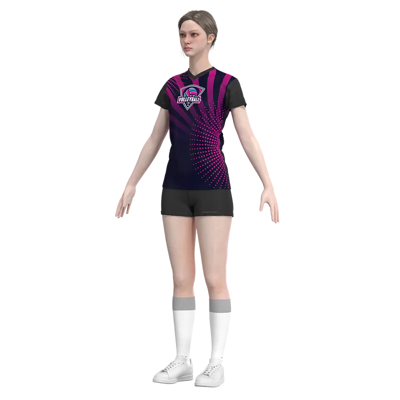 Uniforme de voleibol personalizado Magenta/negro Esportag