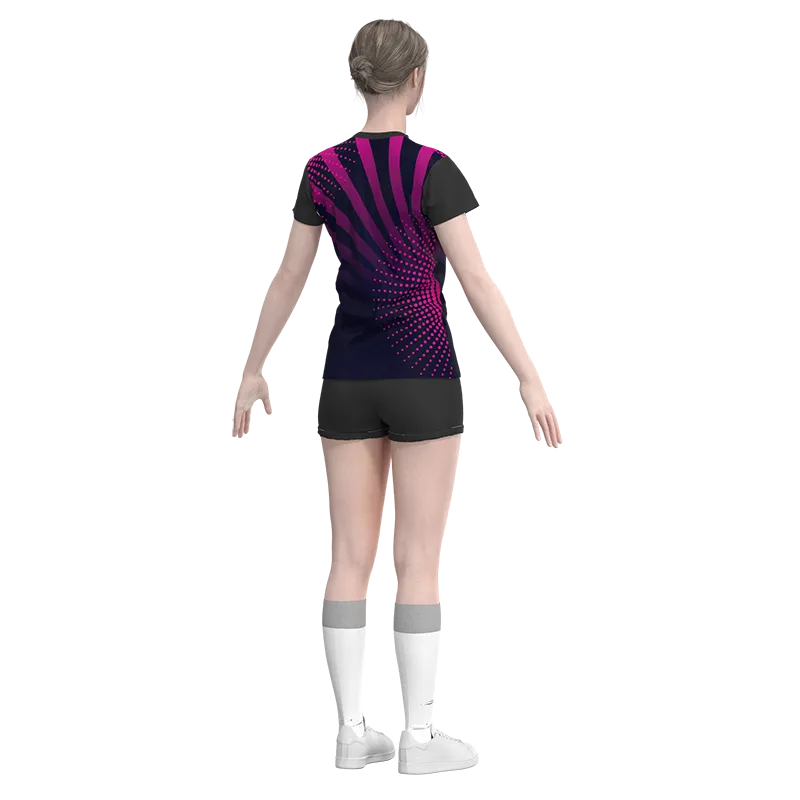 Uniforme de voleibol personalizado Magenta/negro Esportag