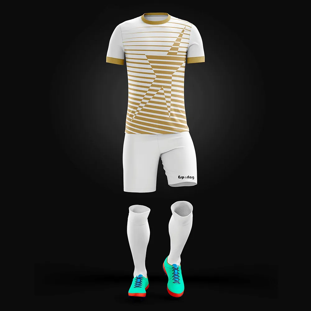 Uniforme de fútbol sublimado personalizado – camiseta, short y medias