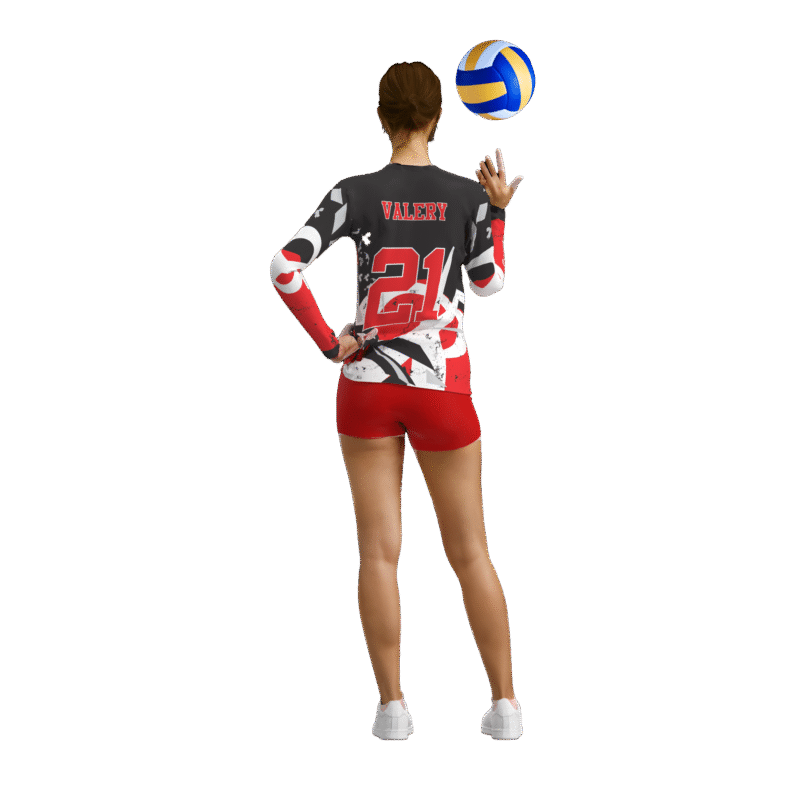 Uniforme de voleibol personalizado manga larga mujer en color rojo sublimado